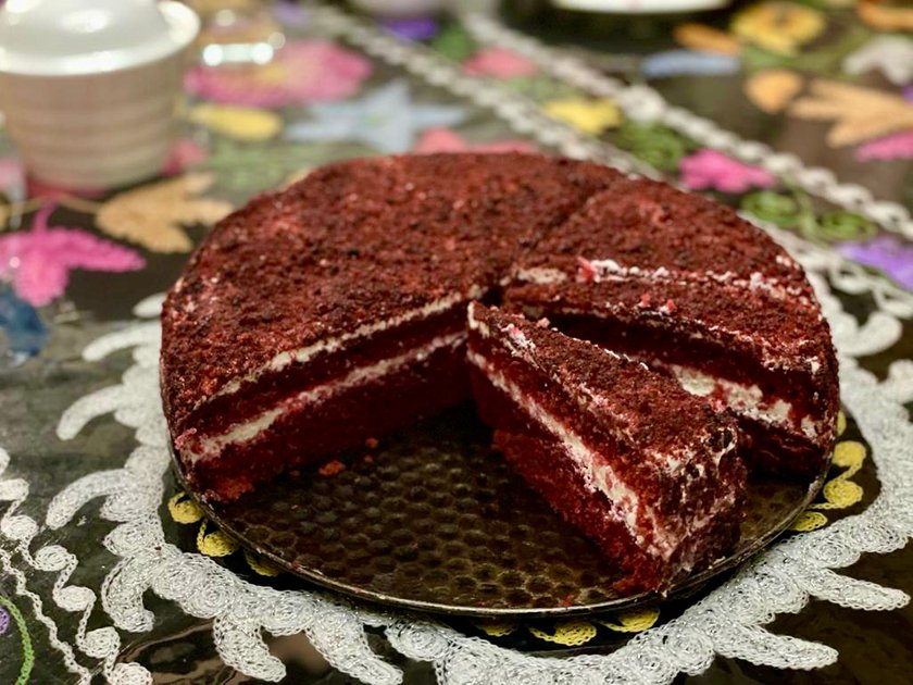 (En/Kaz)Red velvet cake for my brother’s birthday. Менің ағамның туған ...