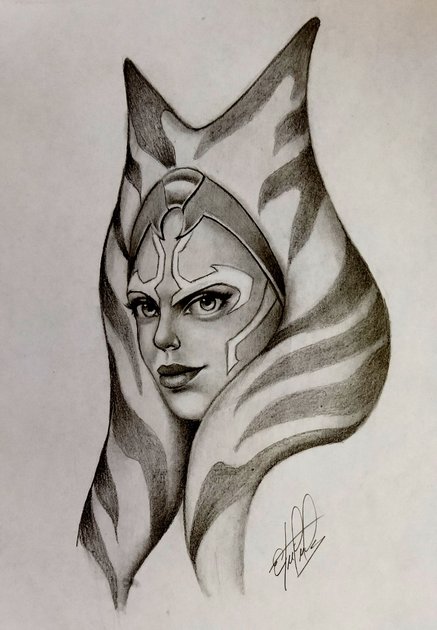 Let's draw Ahsoka. Drawing created with graphite pencil... Dibujemos ...