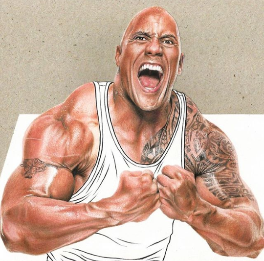 Drawing Dwayne "The Rock" Johnson 3D PeakD