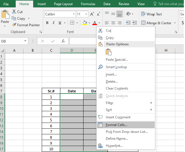 No. of Days Calculation in MS Excel. | PeakD