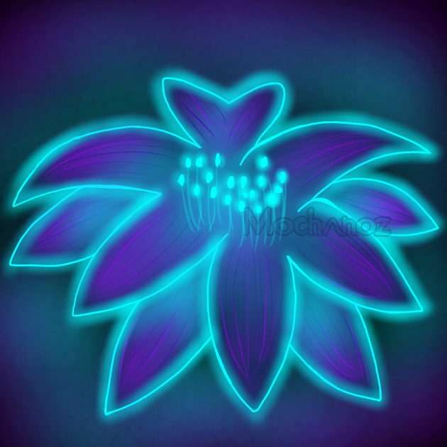 Elegant Neon Lotus Digital Art