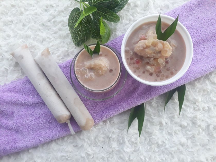 How to prepare banana porridge palm sugar pearls sago peakd