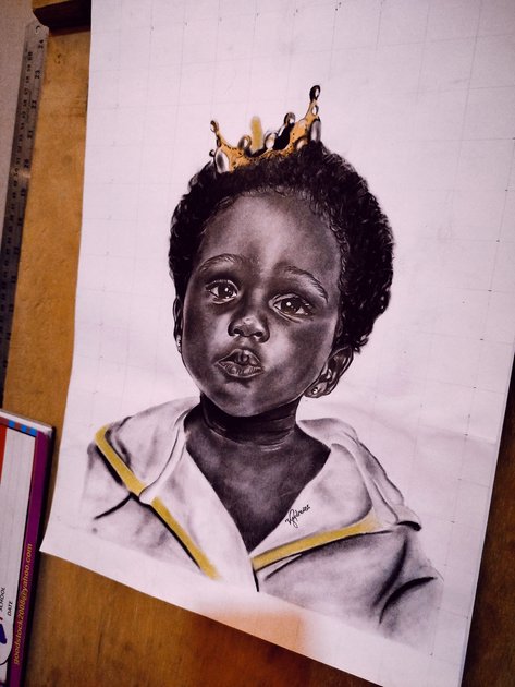 MAKING A HYPERREALISM PORTRAIT DRAWING OF A BEAUTIFUL CROWNED BABY GIRL ...