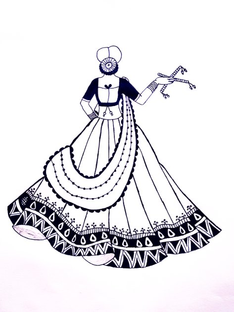 Indian fashion illustration dress drawings by Srabani - Trendy Art Ideas