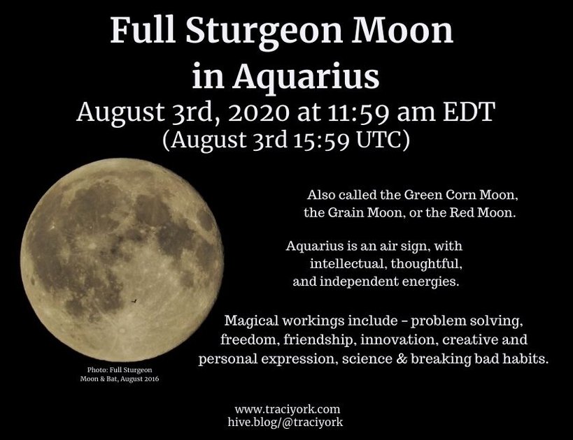 Full Sturgeon Moon in Aquarius PeakD