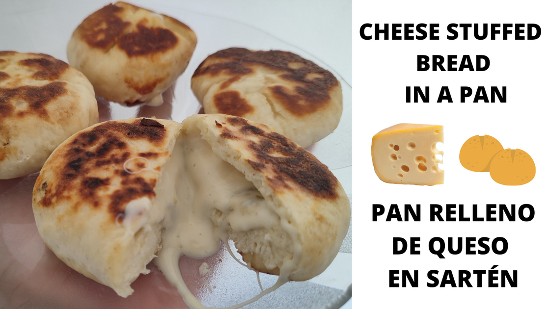 Cheese stuffed bread in a pan - Pan relleno de queso en sartén — Hive