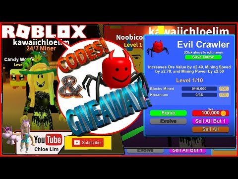 Roblox Gameplay Mining Simulator Gifts Update 4 New Codes 5 Evil Crawler Giveaway Loud Warning Hive - chloe tuber roblox mining simulator gameplay 2 new codes going