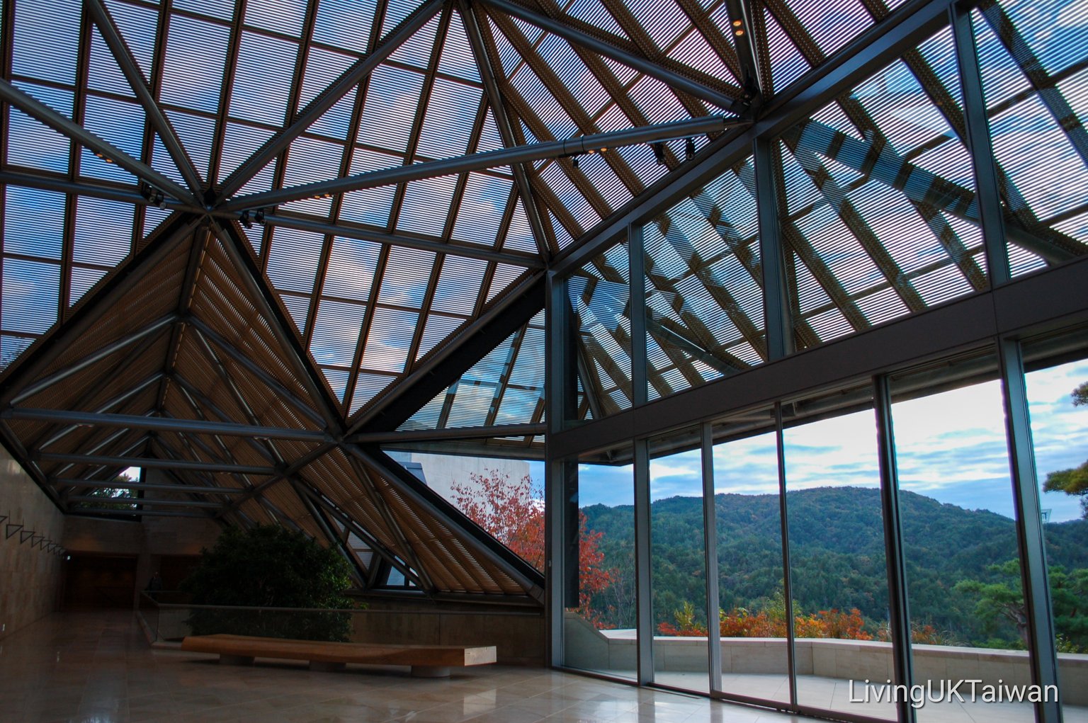 Entrance to Miho Museum through a tunnel under forest, 80% of the