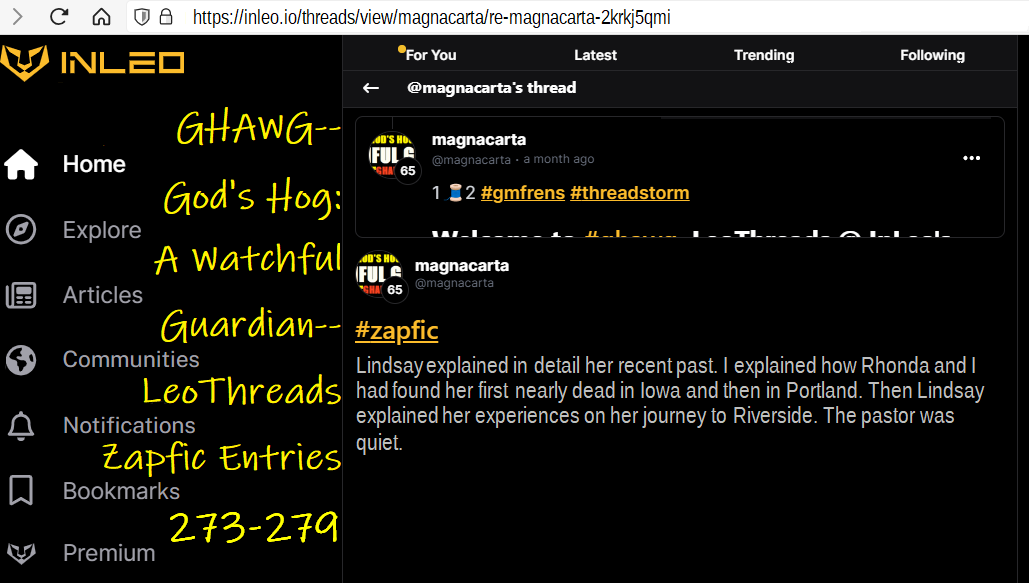 GHAWG-- God's Hog: A Watchful Guardian-- LeoThreads Zapfic Entries 273-279