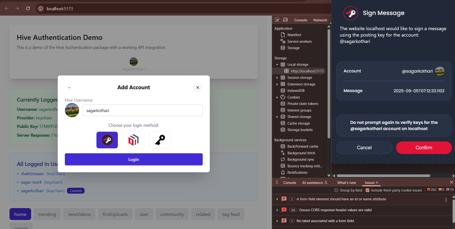 Hive authentication screenshot