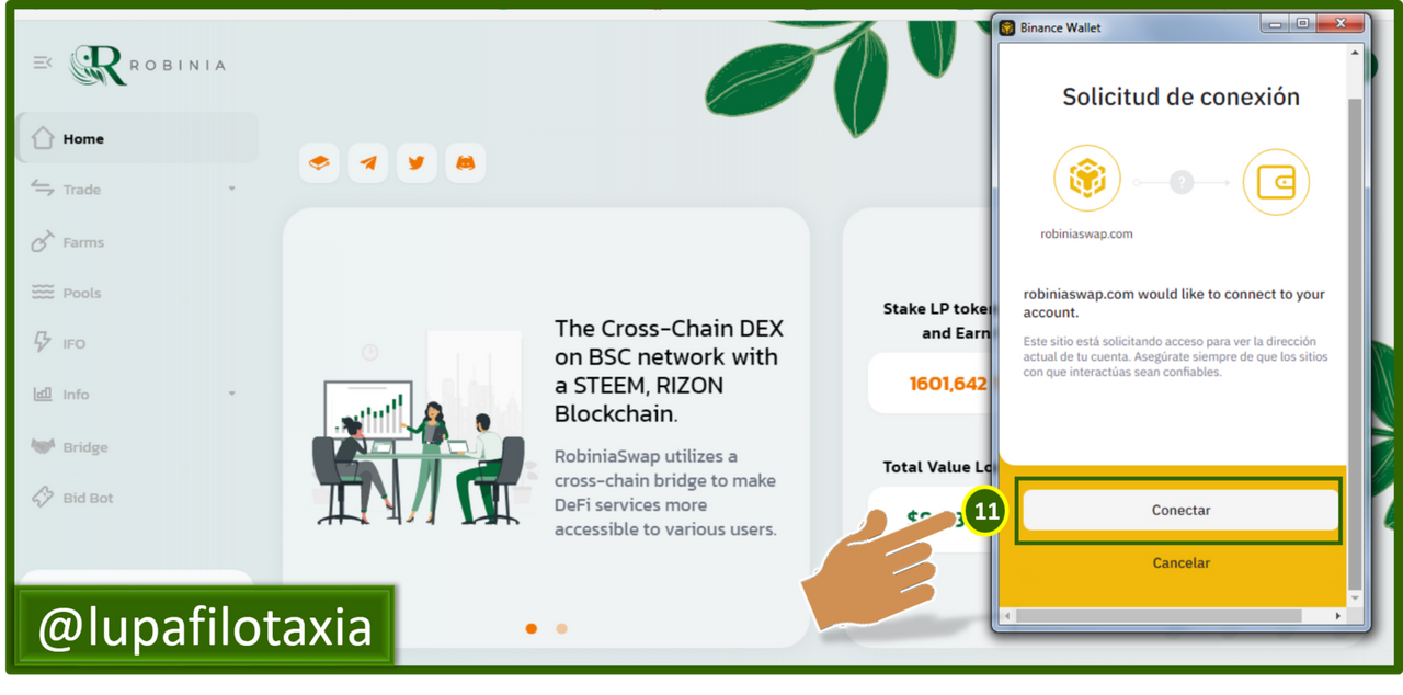 How to access RobiniaSwap using Binance Chain Wallet — Hive