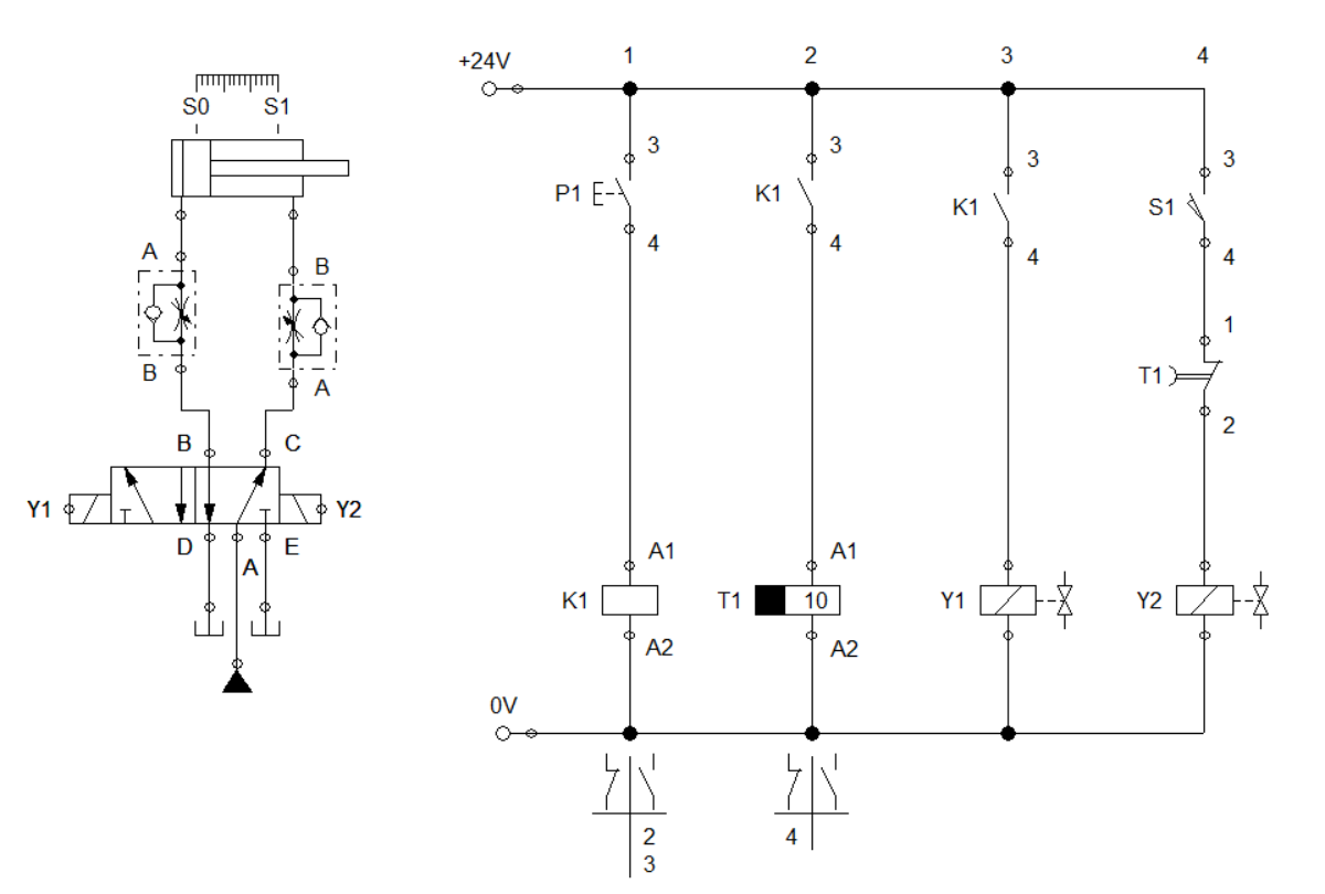 Electro-Hydraulic Basics: Circuit with ON and OFF-delay Timer (Time ...