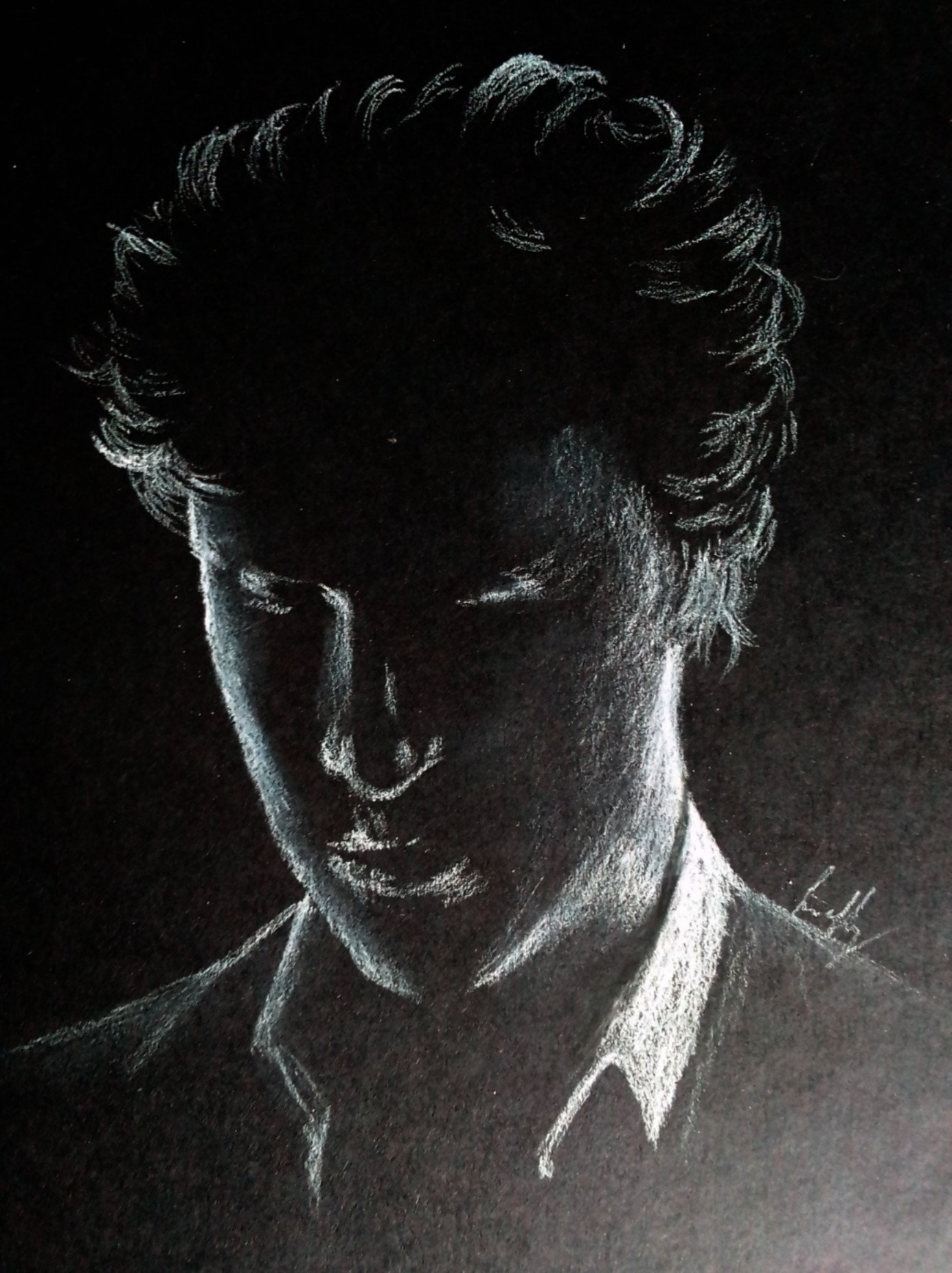 Drawing with White Charcoal on Black Paper