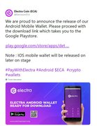 Electra (ECA) released their mobile wallet!