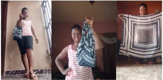 Turning a hair scarf into handbag