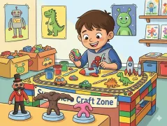 Caine from the Digital Circus and two strange claymation figures[Eng-Spn]