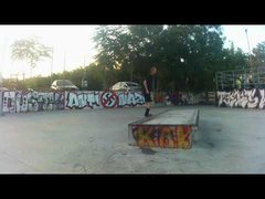 Skating a ledge and a D.I.Y. kicker