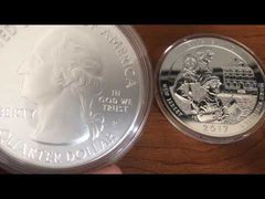 2017 ATB 5oz 999 silver Ellis Island, P and Bullion version