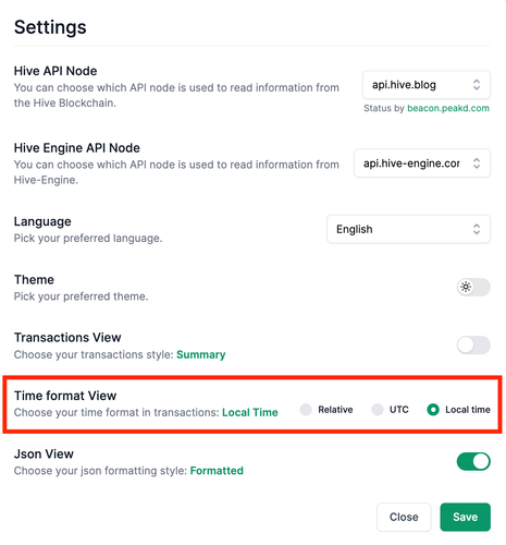 Time format view in settings