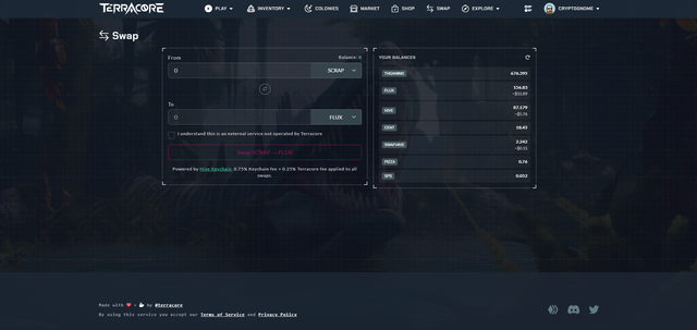 TerraCore Swap Page