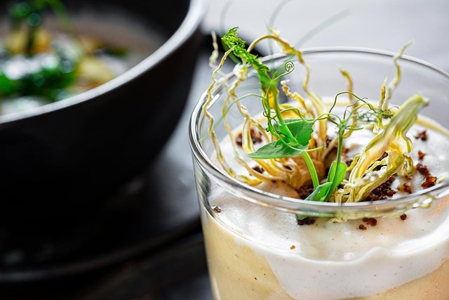 mushroom soup in a glass
