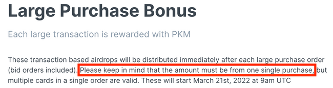 Large Purchase Bonus prior to the change