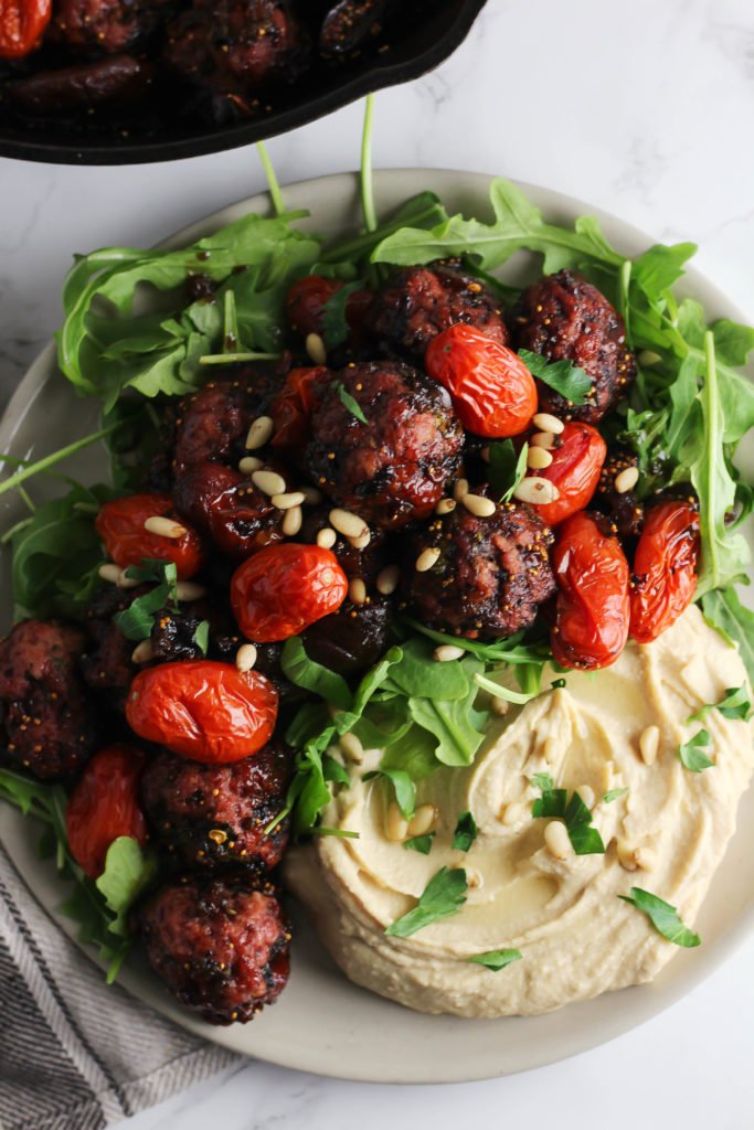 Balsamic Fig Glazed One-Skillet Meatballs 