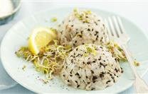 Cod tartare with black sesame and shoots