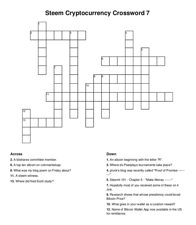 steem cryptocurrency crossword 7