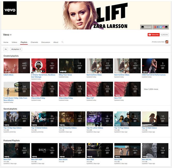 Image of VEVO YT Playlists