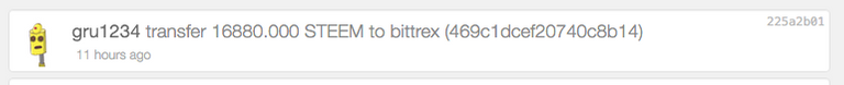 gru1234 transfer 16880 STEEM to bittrex