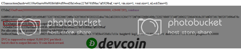 Devcoin coinbase tx