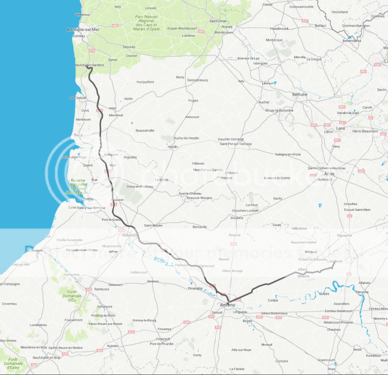 Map Hardelot-Amiens-Longueval