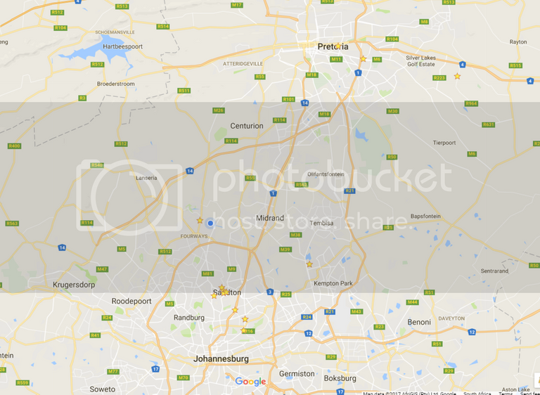 Map showing location of Fourways