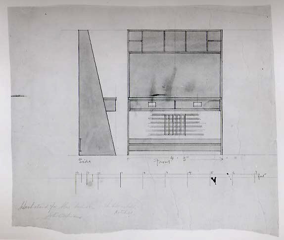 Blue Bedroom, Hous'Hill,  Designer:Charles Rennie Mackintosh (British, Glasgow, Scotland 1868–1928 London) Date:1904 Medium:Watercolor and graphite on paper Dimensions:H. 10, W. 11 inches (25.4 x 27.9 cm.) Classification:Drawings Credit Line:Purchase, Lila Acheson Wallace Gift, 1994 Accession Number:1994.322