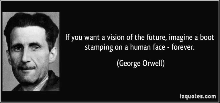 Image result for a boot stamping on a human face forever quote