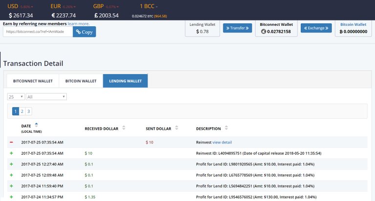 BCC Lending Wallet Snapshot