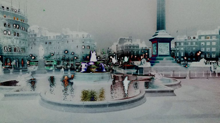 Fountains at the Trafalger Square, a different London