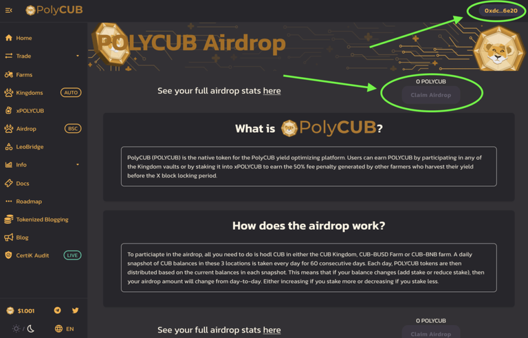 how to claim polycub airdrop