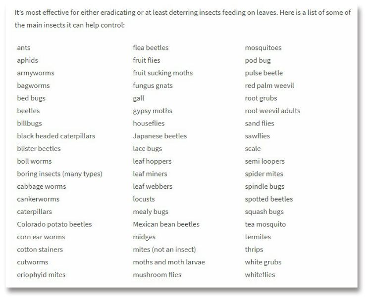 Insects that can be controlled by neem oil