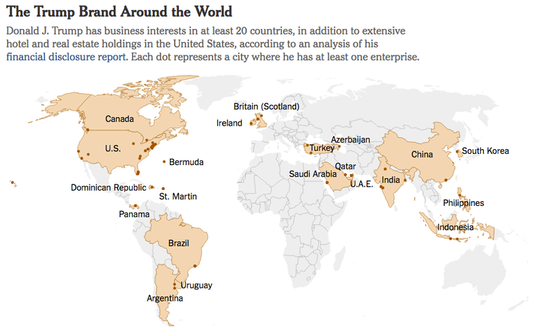 President-elect Donald Trump has conflicts of interest around the globe