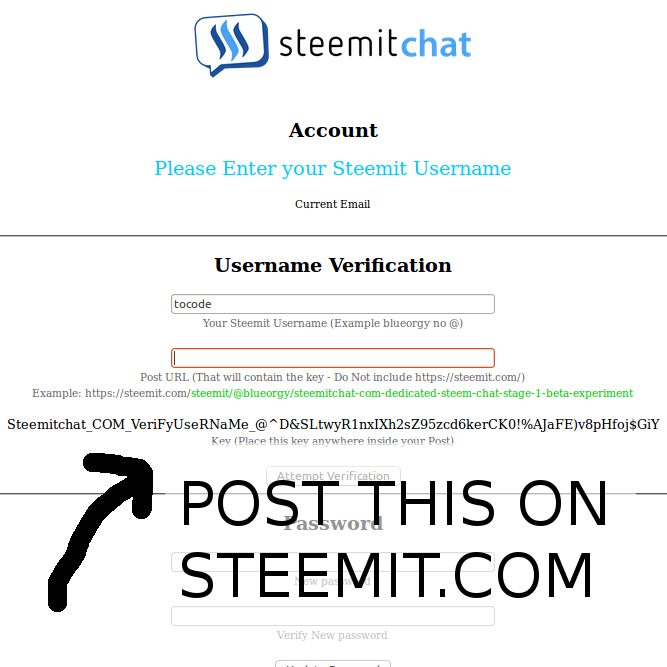 Post Token From Your Account To Get Registered On Steemit Chat