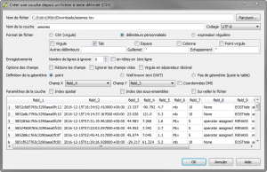 Creer une couche depuis un fichier à texte delimite (CSV)