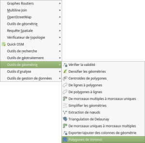 Menu Vecteurs - Outils de géométrie - Polygones de Voronoï