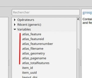 liste variables