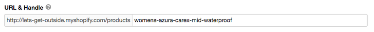 The Shopify product handle