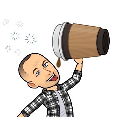 Bitmoji of me with a gigantic coffee cup