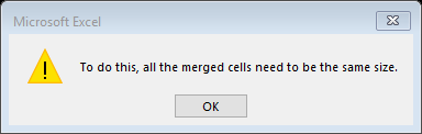 merge cells in excel problem