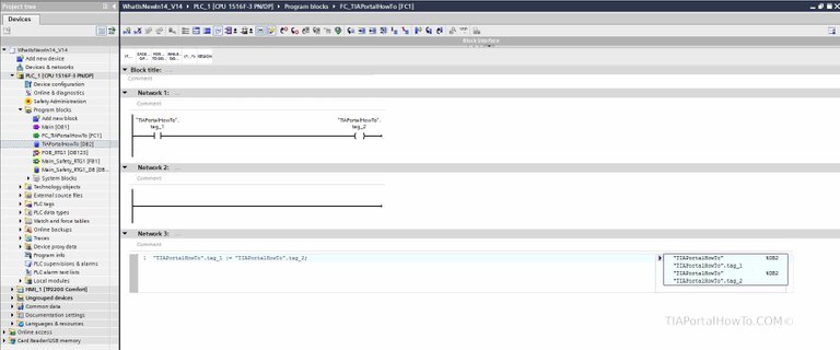 TIA Portal V14 new SCL network in LAD FBD