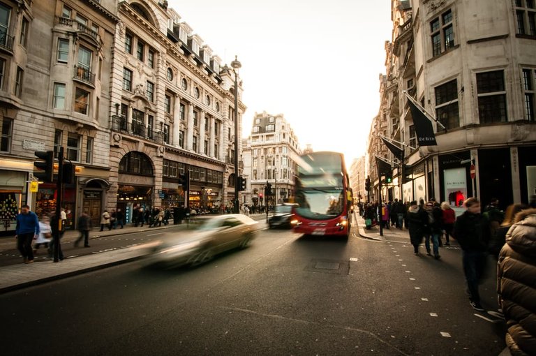 Busy city street